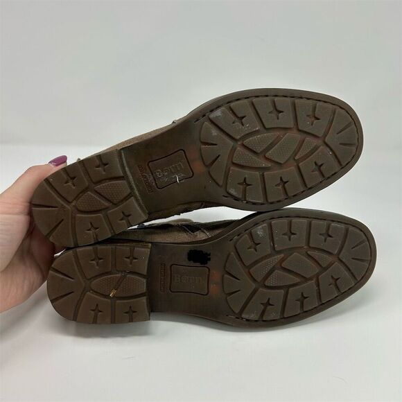 Born Jorgette Women's Heeled Ankle Booties Tan Taupe Brown Suede Size 8 Buckle - Picture 10 of 14